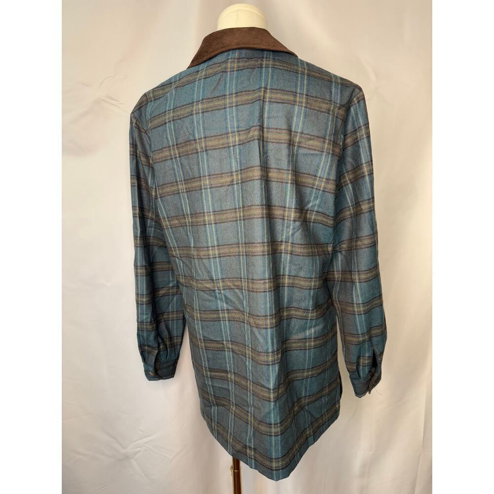 Vintage Talbots Wool Plaid Jacket | Leather Shacket Shirt - Picture 3 of 10